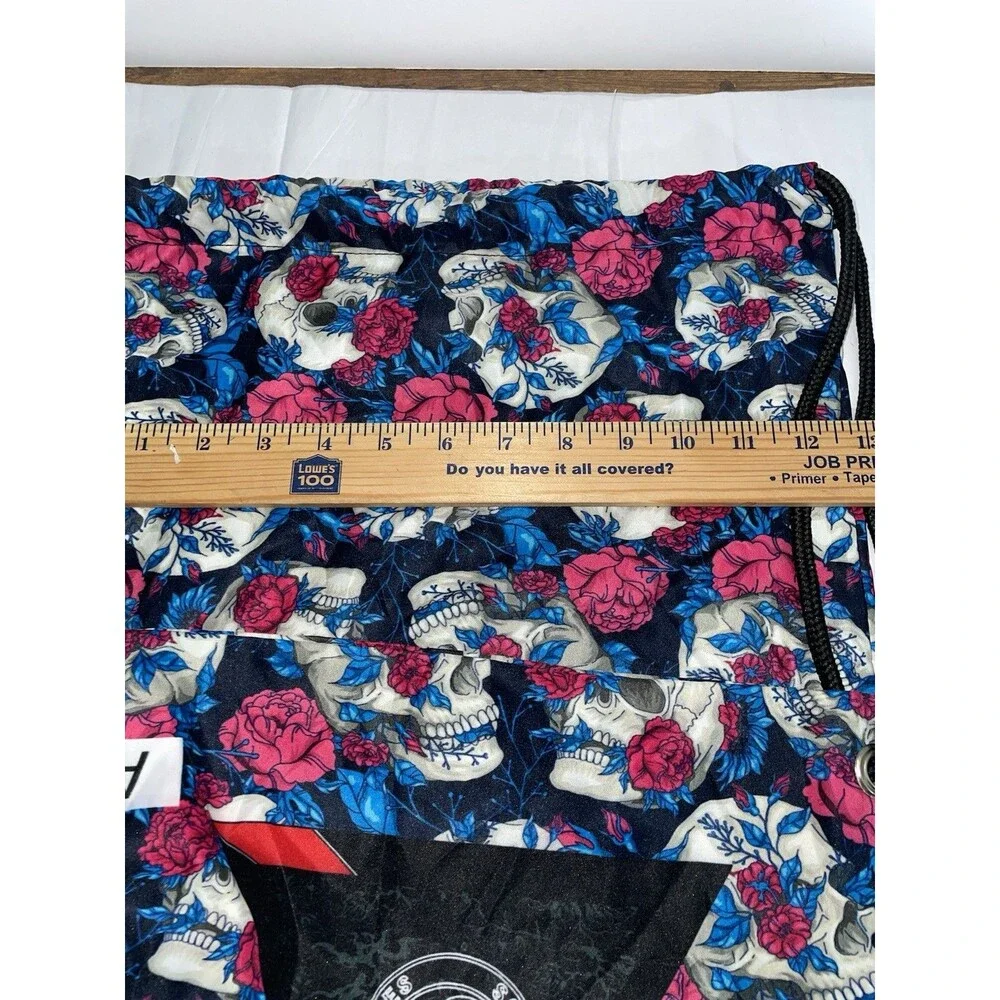 Schismatic Industries Sugar Skull Roses Drawstring Bag Cinch Sack BJJ Gear